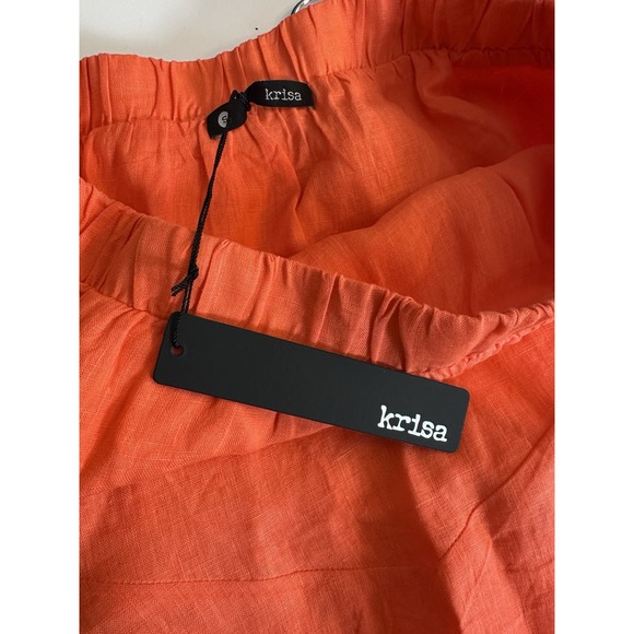 Krisa Coral linen tiered mini skirt Size Small NEW pink Peach Elastic Waist - Picture 5 of 9